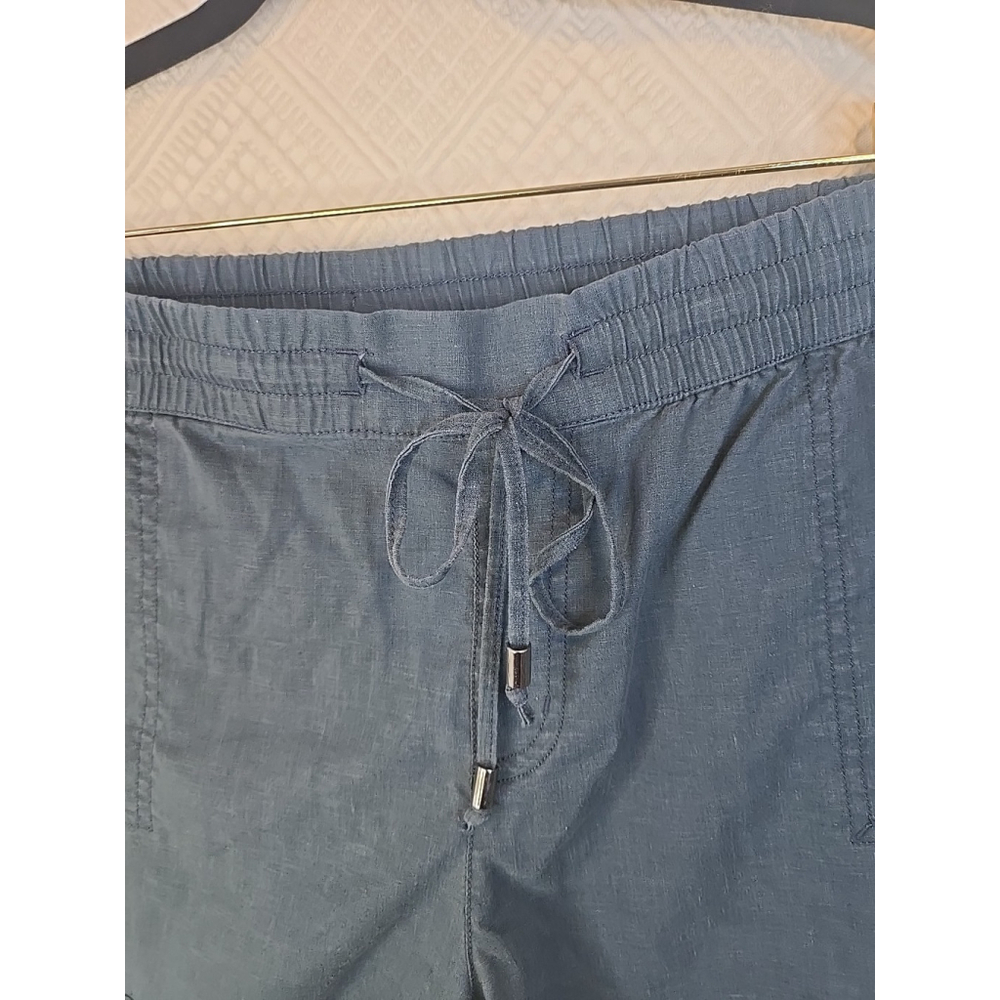Aventura Size L Hemp Blend Drawstring Shorts Blue Casual Summer Travel - Picture 3 of 8
